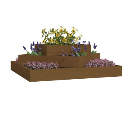 vidaXL Lovelis, medaus rudas, 83x83x27cm, pušies medienos masyvas