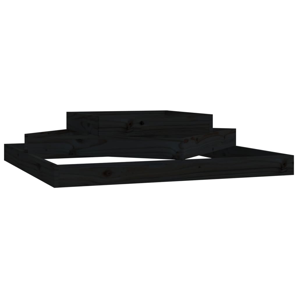 vidaXL Plantenbak 112x112x27 cm massief grenenhout zwart