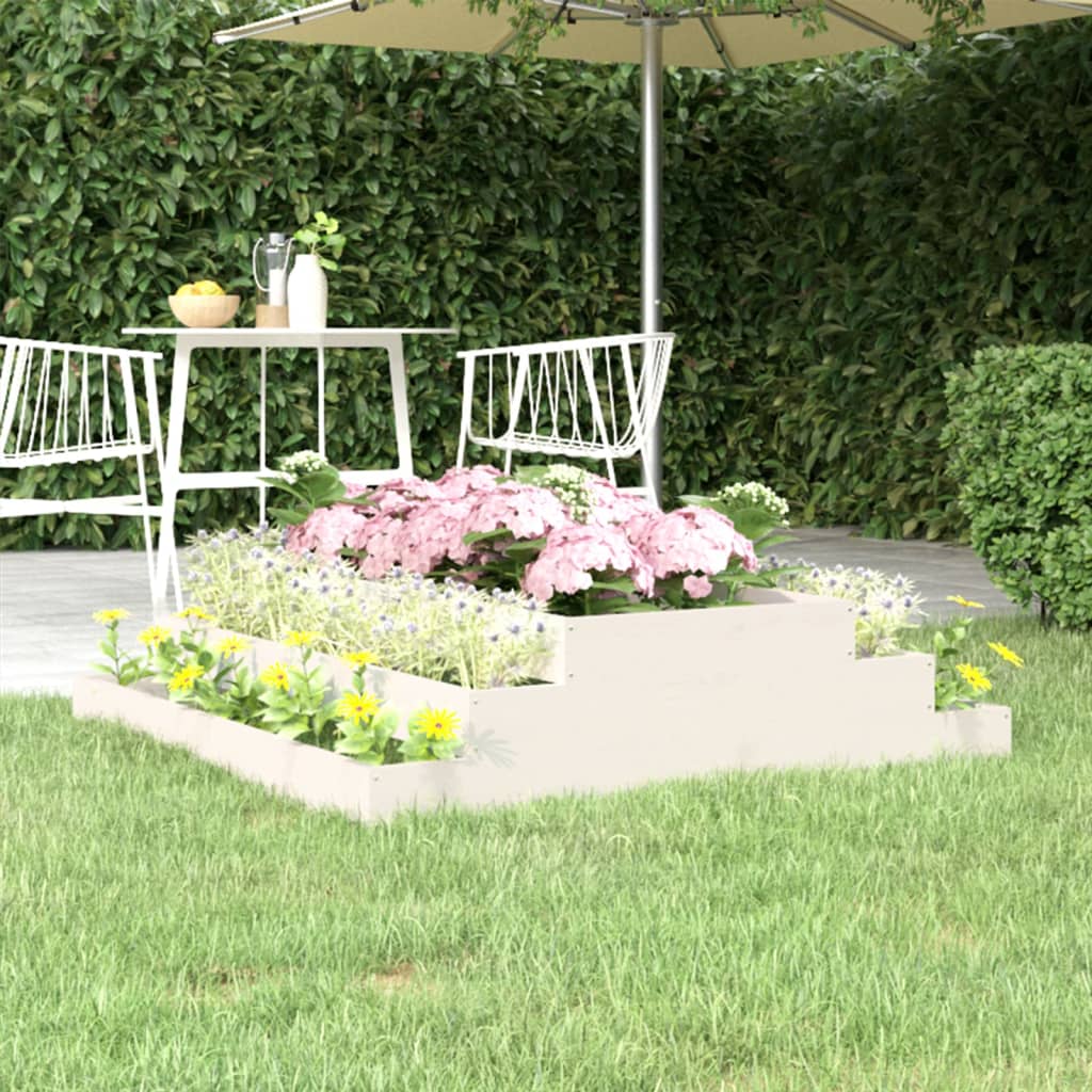 vidaXL Jardinieră, alb, 110x110x27 cm, lemn masiv de pin