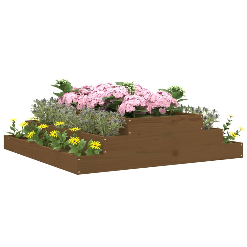 vidaXL Plantenbak 110x110x27 cm massief grenenhout honingbruin afbeelding