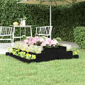 Visoka greda črna 110x110x27 cm trdna borovina