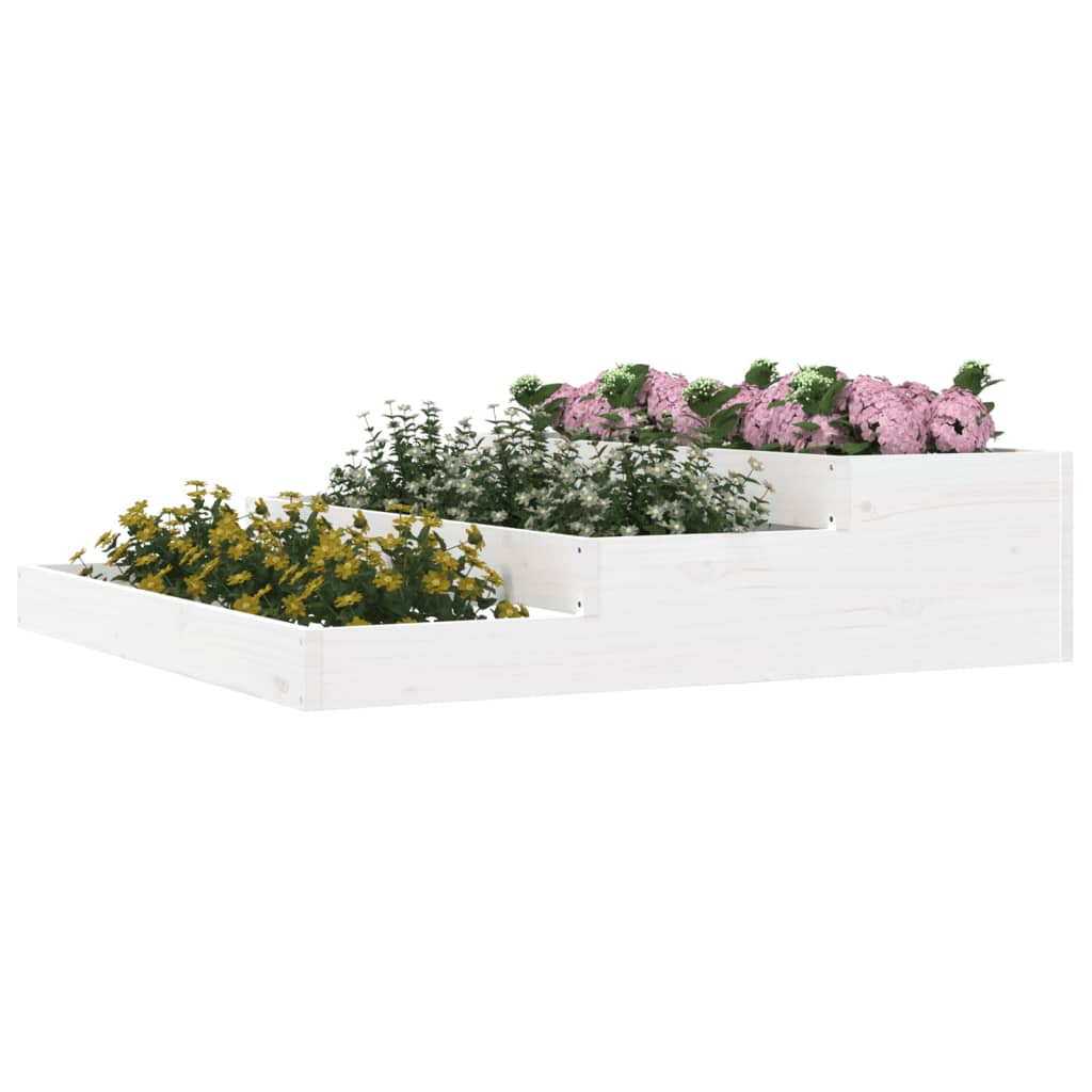 vidaXL Plantenbak 107x107x27 cm massief grenenhout wit afbeelding
