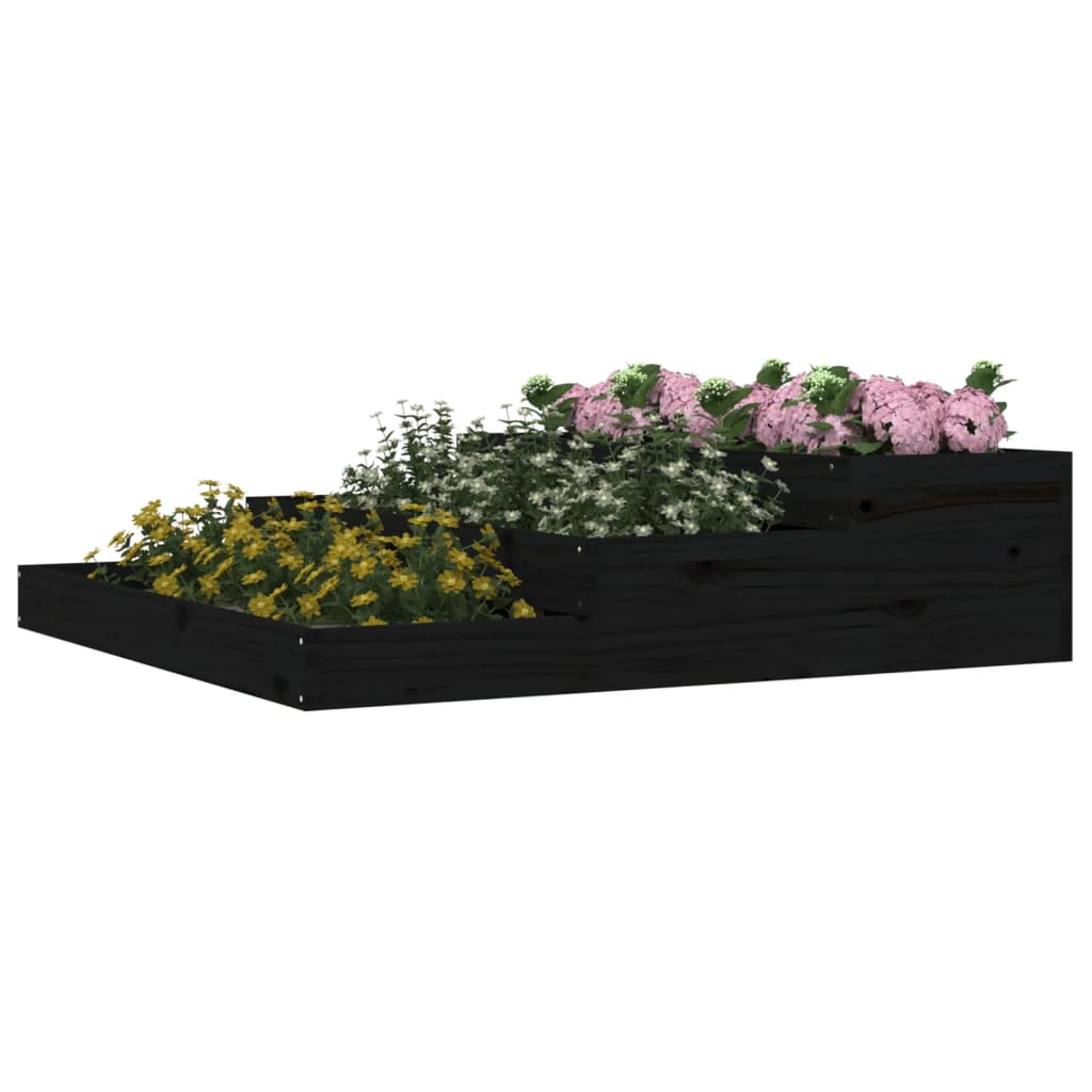 vidaXL Jardinieră, negru, 107x107x27 cm, lemn masiv de pin
