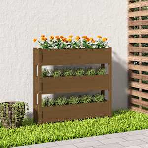 Visoka greda medeno rjava 112x25x104,5 cm trdna borovina