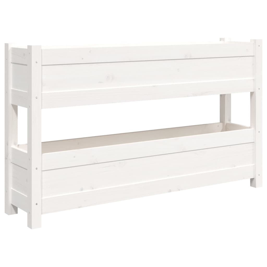 vidaXL Truhlík bílý 112 x 25 x 66 cm masivní borové dřevo