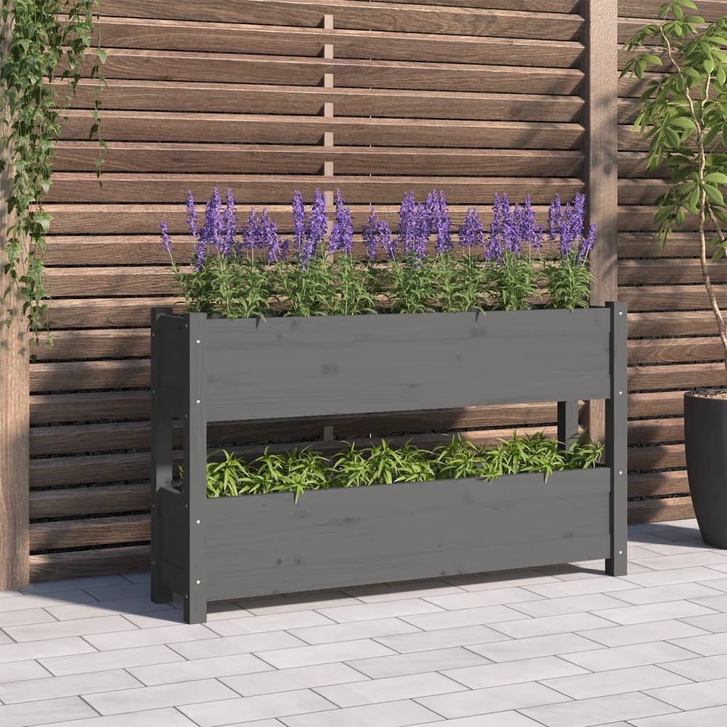 vidaXL plantekasse 112x25x66 cm massivt fyrretræ grå