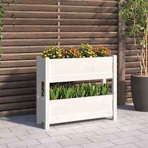 Visoka greda bela 77x25x66 cm trdna borovina