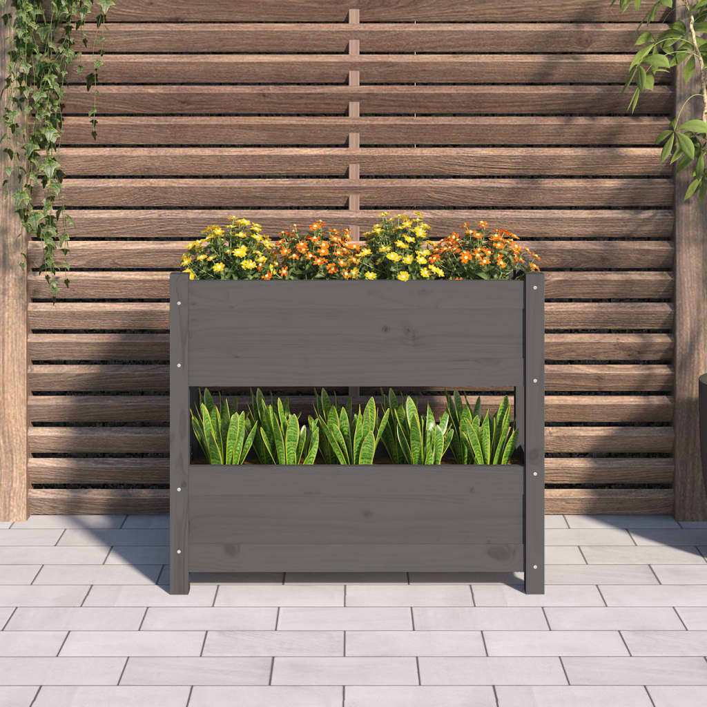 vidaXL Kvetináč sivý 77x25x66 cm borovicový masív