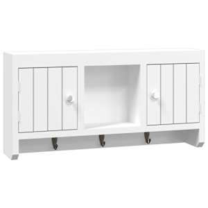 Skříňka na klíče bílá 40 x 8,5 x 20 cm kompozitní dřevo a ocel - obrázek 2