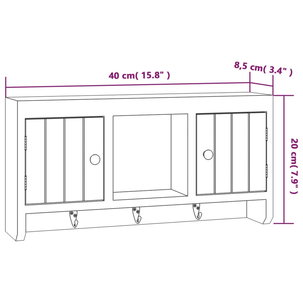 imagem de vidaXL Armário de chaves 40x8,5x20 cm derivados de madeira/aço branco11