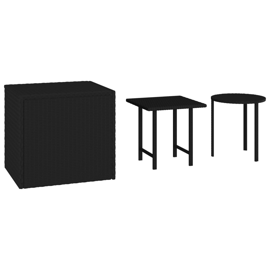 Image of vidaXL Side Tables 3 pcs Black Poly Rattan