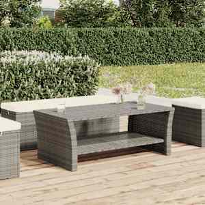 Klubska mizica siva 100x50x40 cm poli ratan