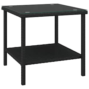 Odkládací stolek černý 45 x 45 x 45 polyratan a tvrzené sklo - obrázek 2