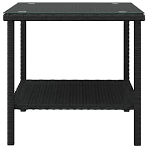 Odkládací stolek černý 45 x 45 x 45 polyratan a tvrzené sklo - obrázek 3
