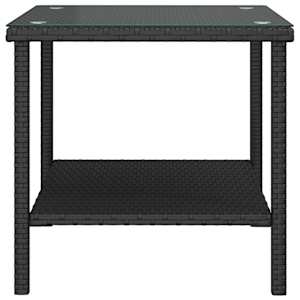 Odkládací stolek černý 45 x 45 x 45 polyratan a tvrzené sklo - obrázek 4