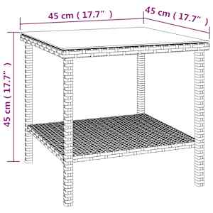 Odkládací stolek černý 45 x 45 x 45 polyratan a tvrzené sklo - obrázek 6