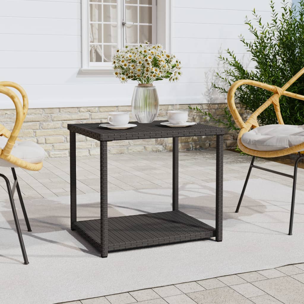 vidaXL Side Table Black 55x45x49 cm Poly Rattan