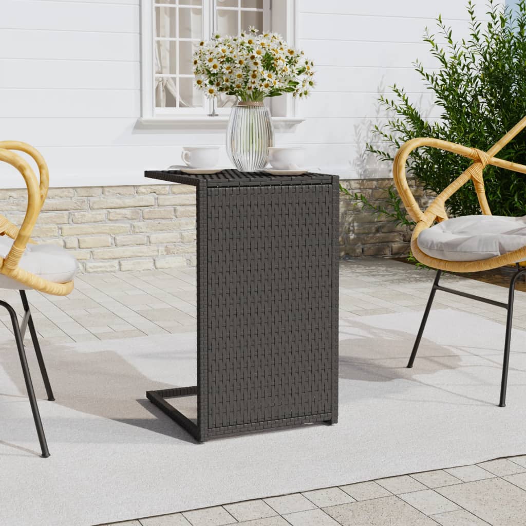 vidaXL C-Tisch Schwarz 40x35x60 cm Poly Rattan