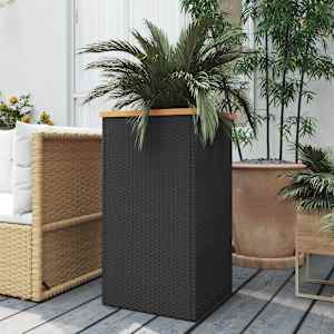 Vrtno korito črno 40x40x80 cm poli ratan