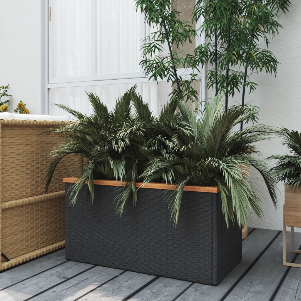 vida XL Pflanzkübel Schwarz 80x 40x 40 cm Poly Rattan