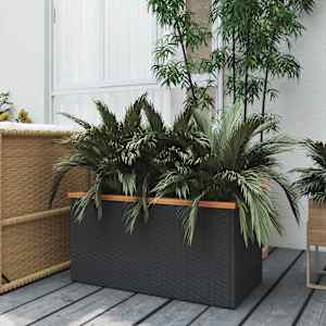 Vrtno korito črno 80x40x40 cm poli ratan