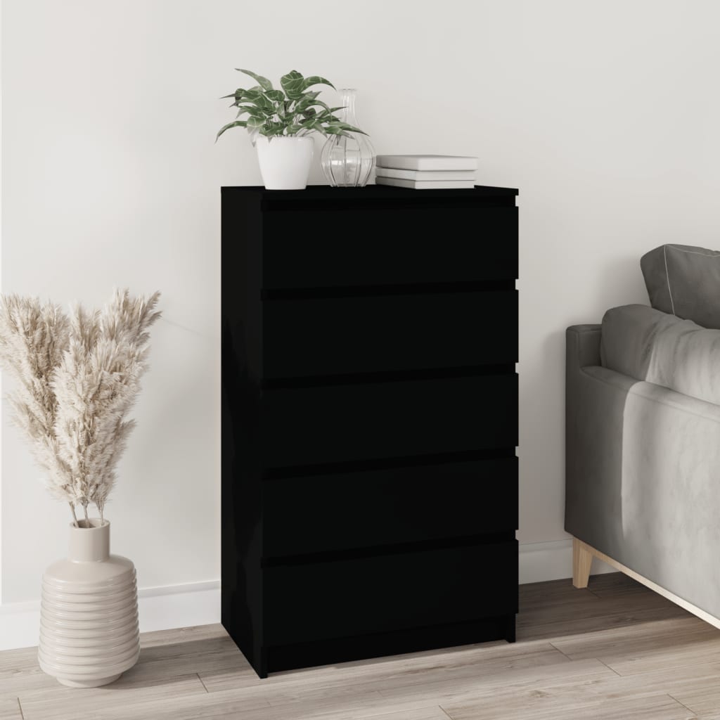 VidaXL Comodino Nero 40x30x50 cm in Legno Multistrato