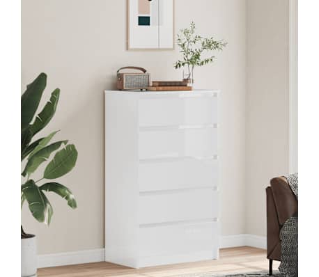 vidaXL feh&eacute;r magasf&eacute;nyű szerelt fa fi&oacute;kos szekr&eacute;ny 60 x 36 x 103 cm