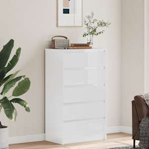 vidaXL feh&eacute;r magasf&eacute;nyű szerelt fa fi&oacute;kos szekr&eacute;ny 60 x 36 x 103 cm