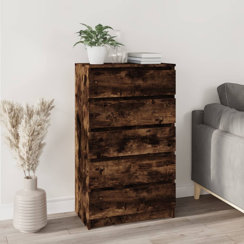 vidaXL Commode Chêne fumé 60x36x103 cm Bois d'ingénierie