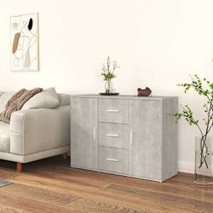 Komoda betonsko siva 91x29,5x65 cm inženirski les