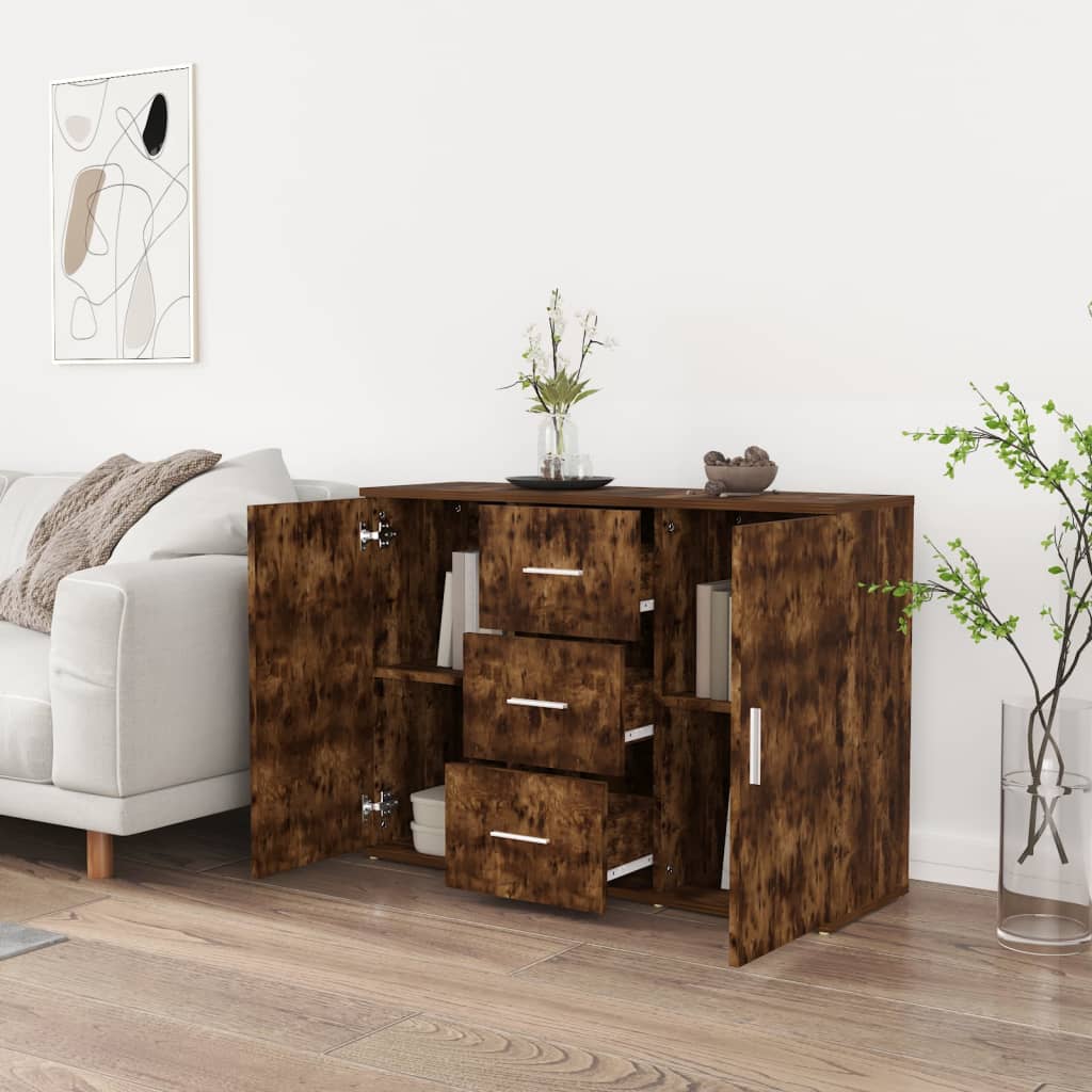Thumbnail - vidaXL Sideboard Räuchereiche 91x29,5x65 cm Holzwerkstoff