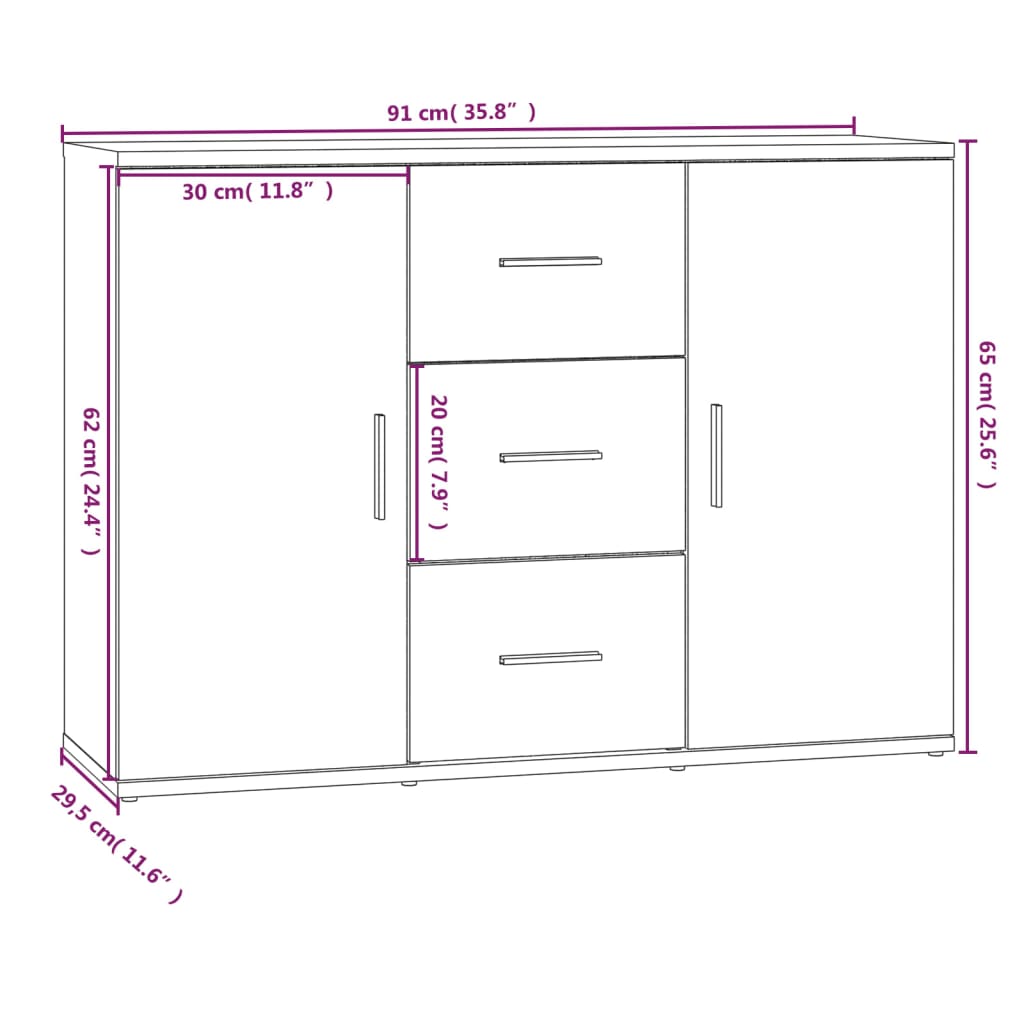 Komoda sivá sonoma 91x29,5x65 cm spracované drevo