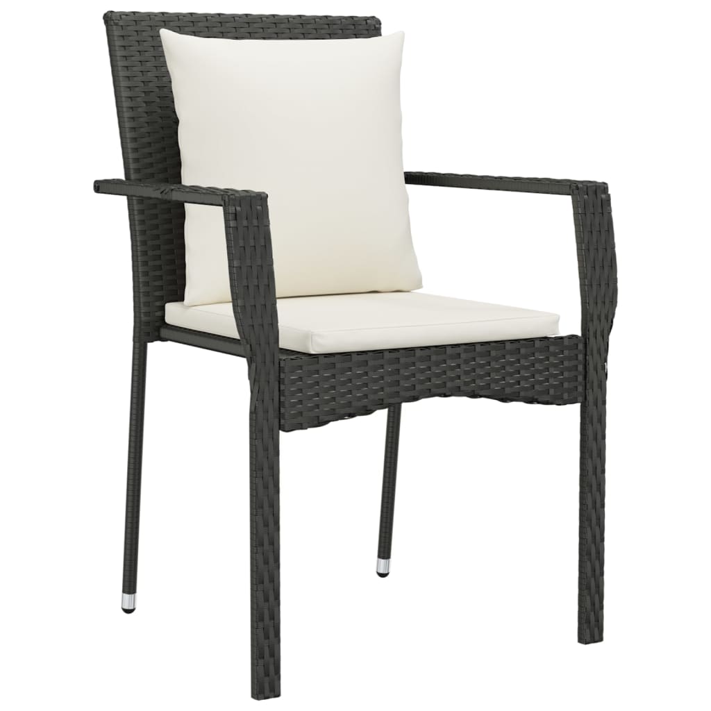 vidaXL Tuinstoelen 2 st met kussens poly rattan zwart afbeelding
