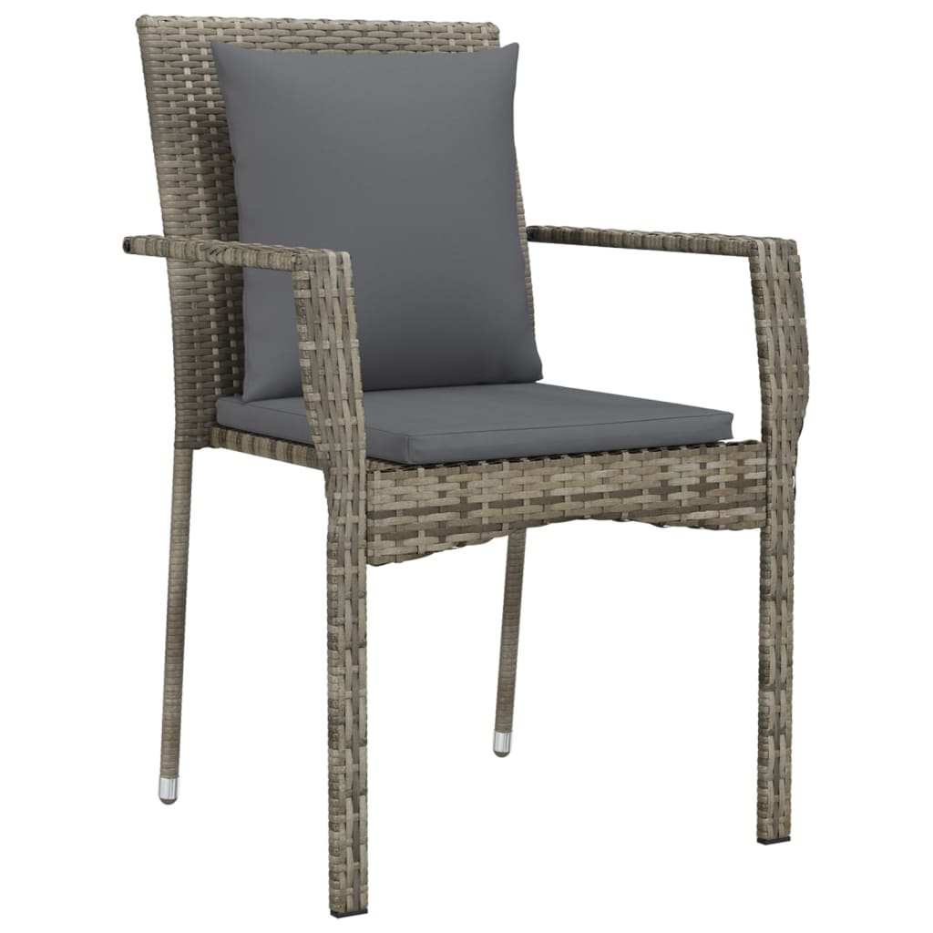vidaXL Tuinstoelen 2 st met kussens poly rattan grijs afbeelding