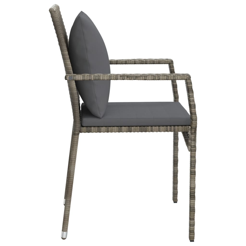 Krzesła ogrodowe z poduszkami, 4 szt., polirattan, szare