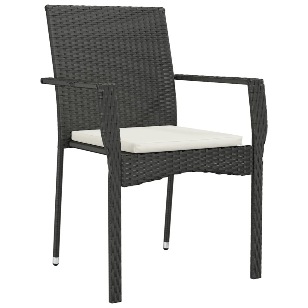 Thumbnail - vidaXL Gartenstühle mit Kissen 2 Stk. Poly Rattan Schwarz