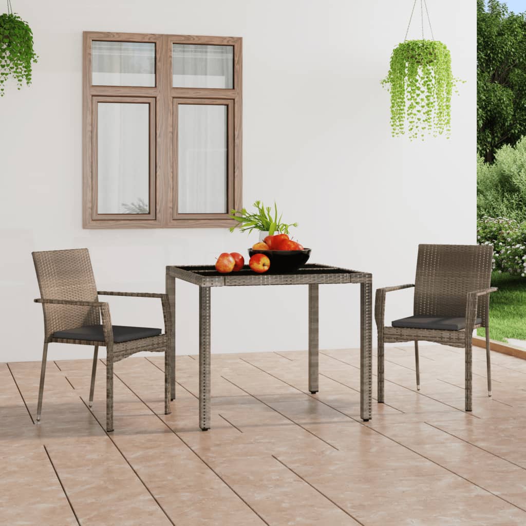 vida XL Gartenstühle mit Kissen 2 Stk. Poly Rattan Grau