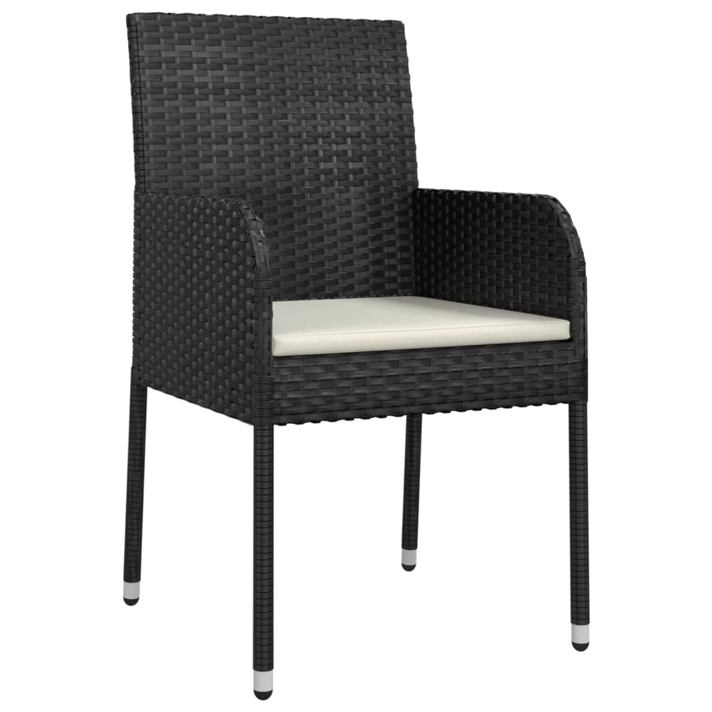 vidaXL Tuinstoelen 4 st met kussens poly rattan zwart afbeelding