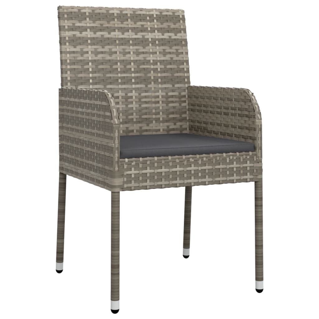 vidaXL Tuinstoelen 4 st met kussens poly rattan grijs afbeelding