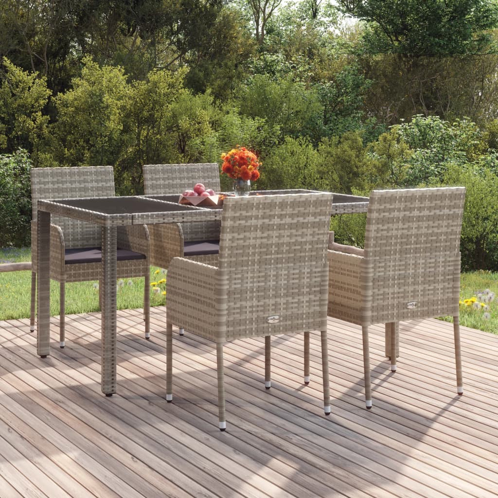 vida XL Gartenstühle mit Kissen 4 Stk. Poly Rattan Grau