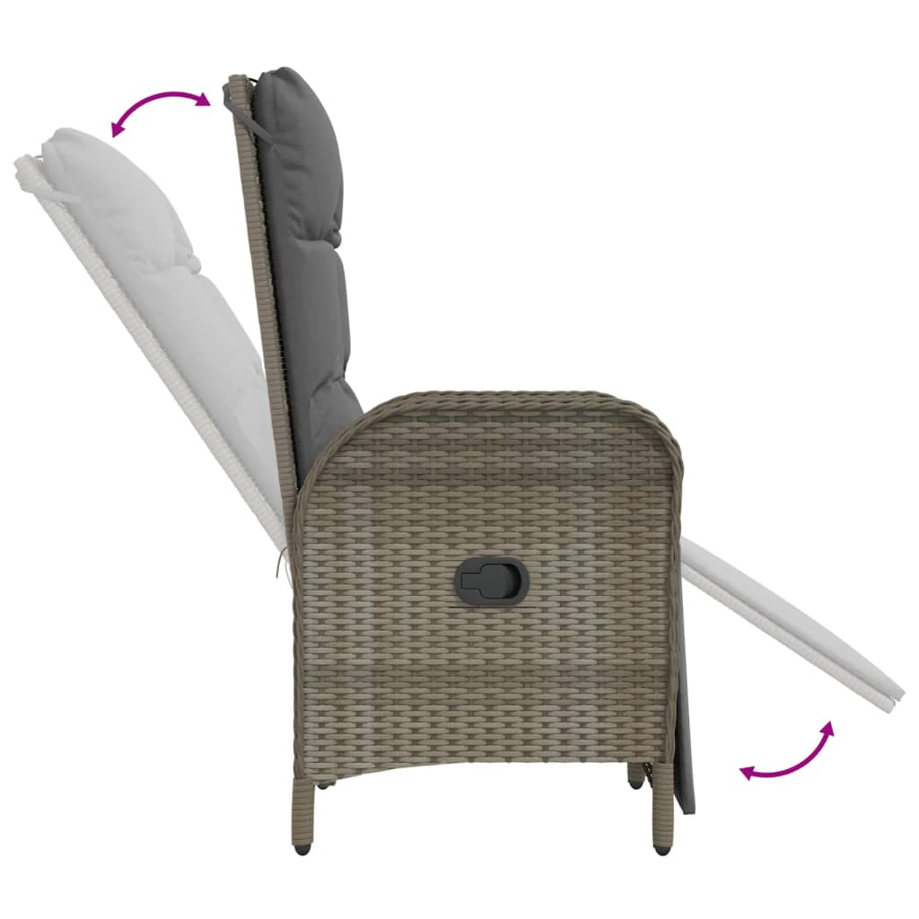 Outdoor Reclining Chairs in Black with Cushions vidaXL - Picture 18 of 18