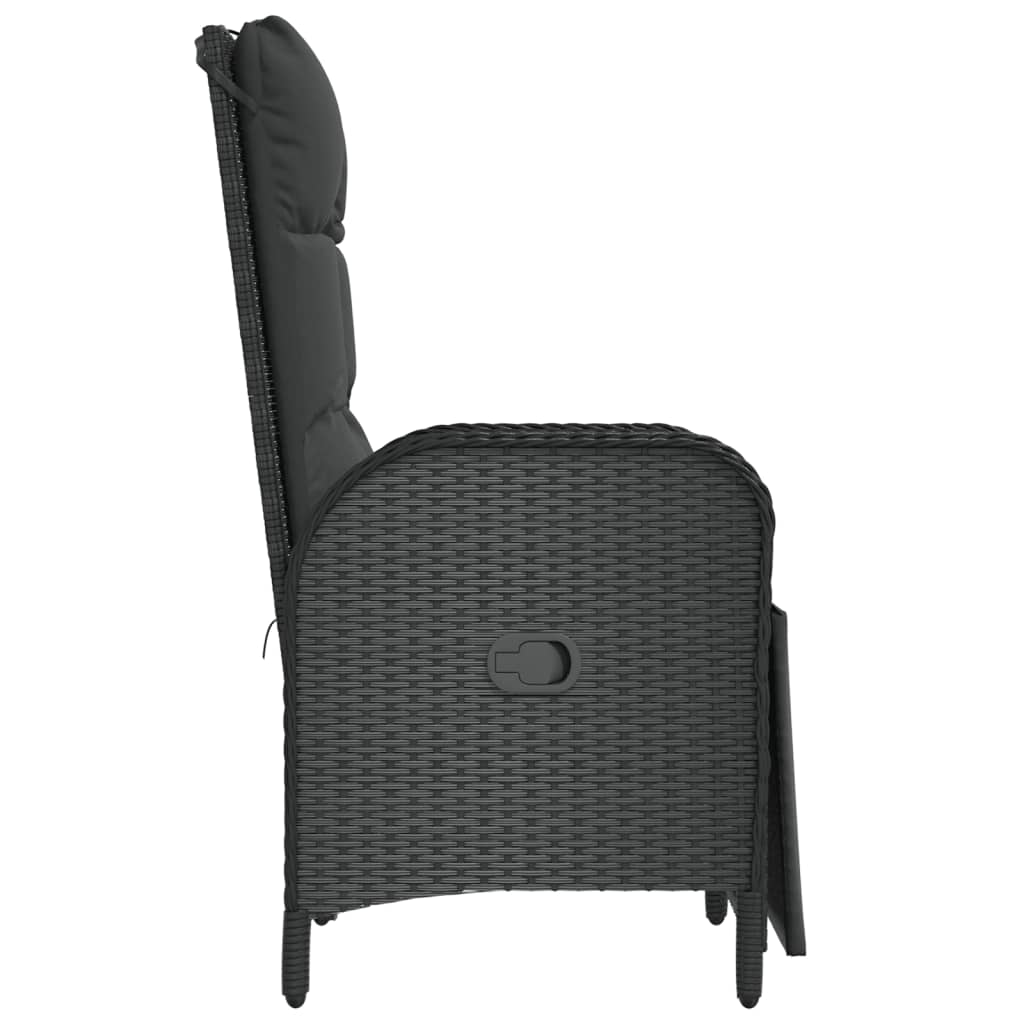 Outdoor Reclining Chairs in Black with Cushions vidaXL - Picture 9 of 18