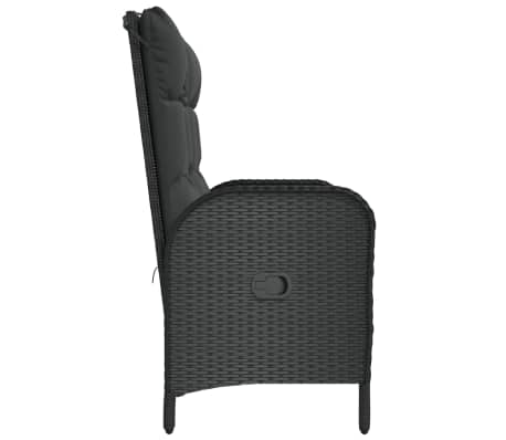 vidaXL Gartenbank mit Liegefunktion & Kissen 107cm Poly Rattan Schwarz