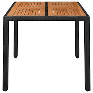 Zahradní stůl s dřevěnou deskou černý 90 x 90 x 75 cm polyratan - obrázek 3