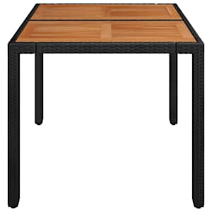 Zahradní stůl s dřevěnou deskou černý 90 x 90 x 75 cm polyratan - obrázek 4