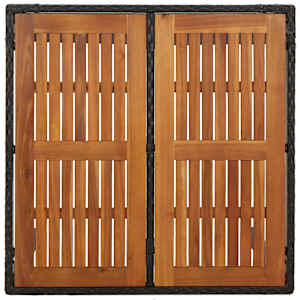 Zahradní stůl s dřevěnou deskou černý 90 x 90 x 75 cm polyratan - obrázek 5