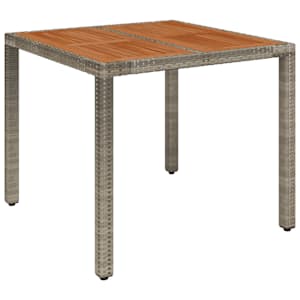 vidaXL aialaud puidust plaadiga, hall, 90 x 90 x 75 cm, pol&uuml;rotang