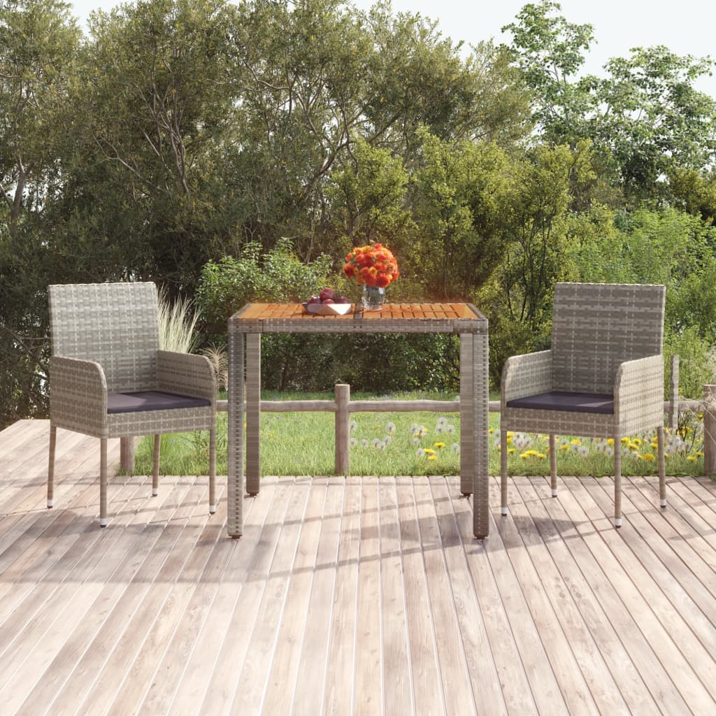 vidaXL Table de jardin dessus en bois Gris 90x90x75 cm Résine tressée