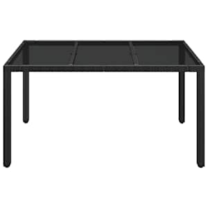 Zahradní stůl se skleněnou deskou černý 150x90x75 cm polyratan - obrázek 3