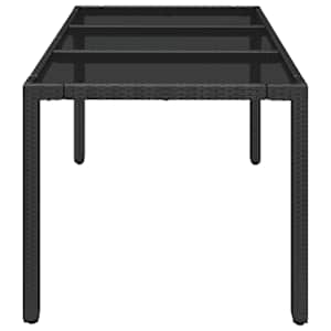 Zahradní stůl se skleněnou deskou černý 150x90x75 cm polyratan - obrázek 4